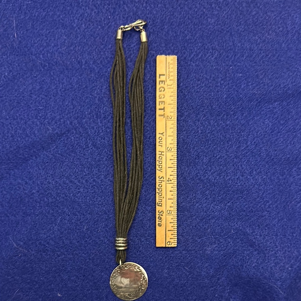 Elegant Black Cord Necklace with Silver Pendant